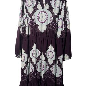 Lane Bryant Purple and White Patterned Dress